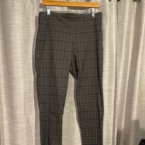 Grey Plaid Stretch Pants